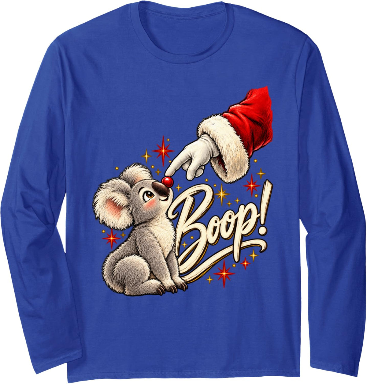 Boop! Koala Happy Santa Christmas Red Nose Men Women Long Sleeve T-Shirt - Adult Unisex Royal Blue