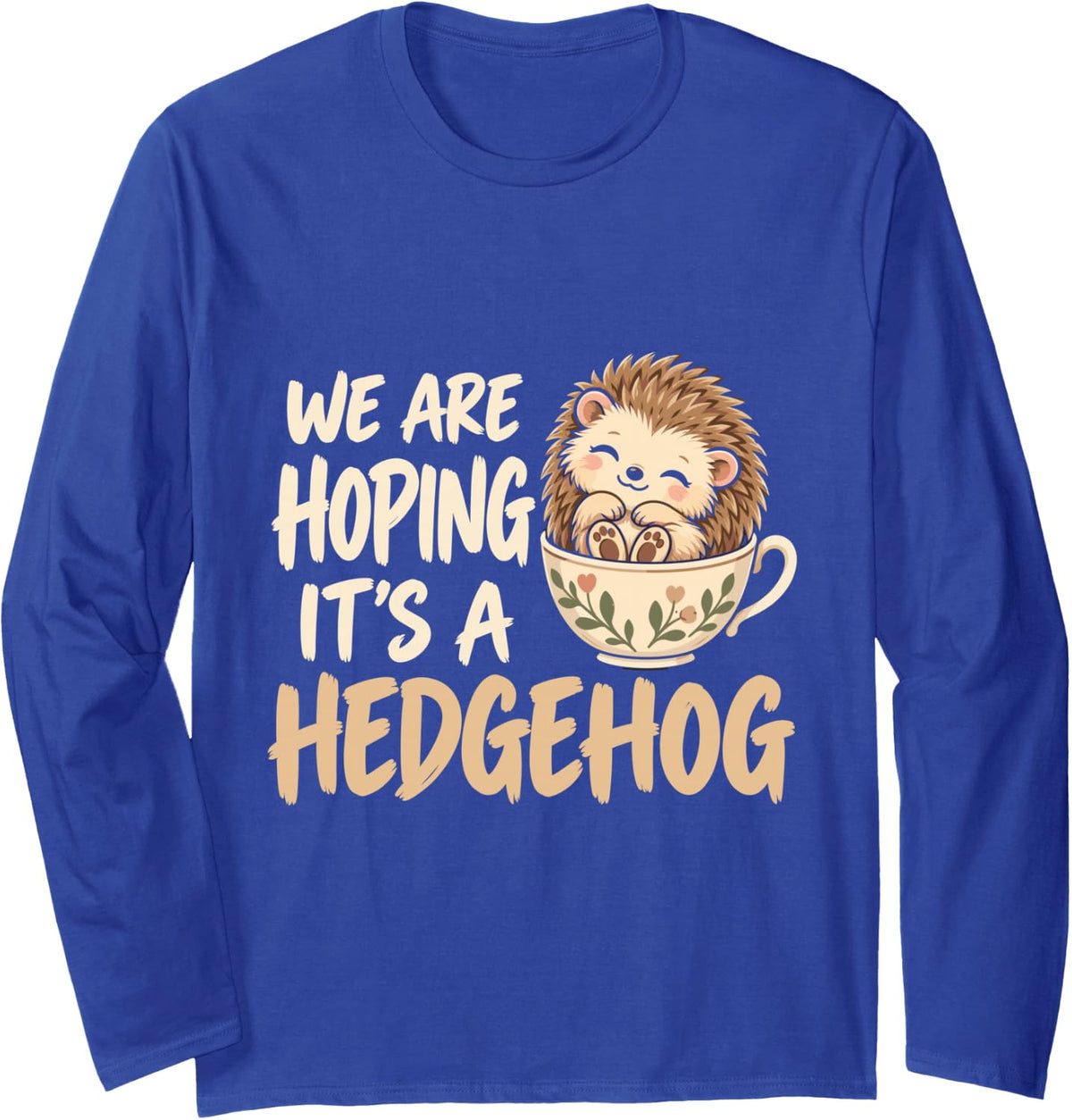 Pregnancy Announcement - Hedgehog Long Sleeve T-Shirt - Adult Unisex Royal Blue