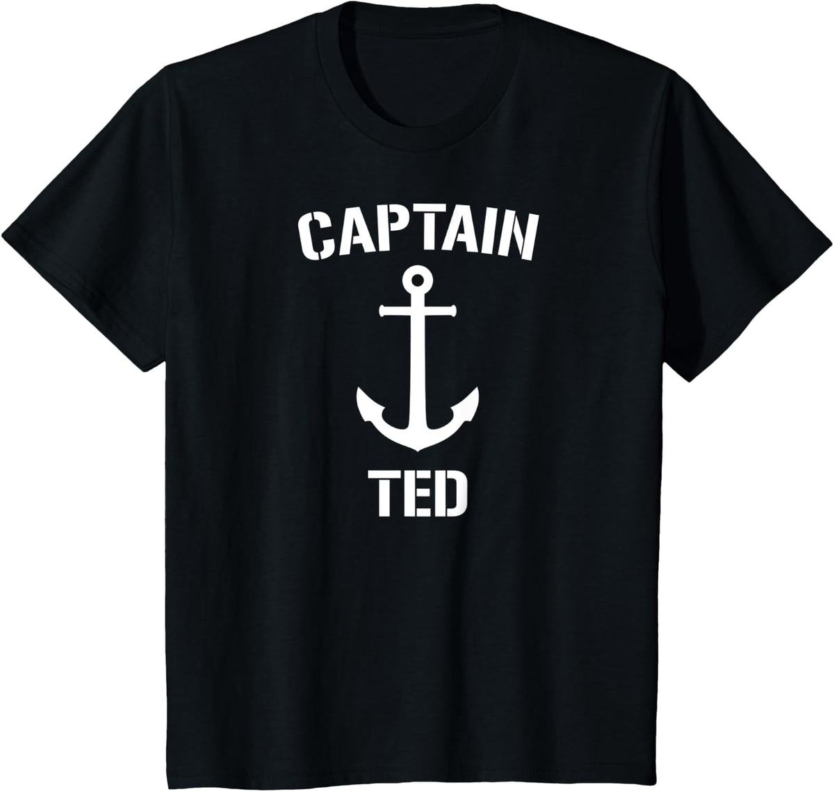 Nautical Captain Ted Personalized Boat Anchor T-Shirt - Black