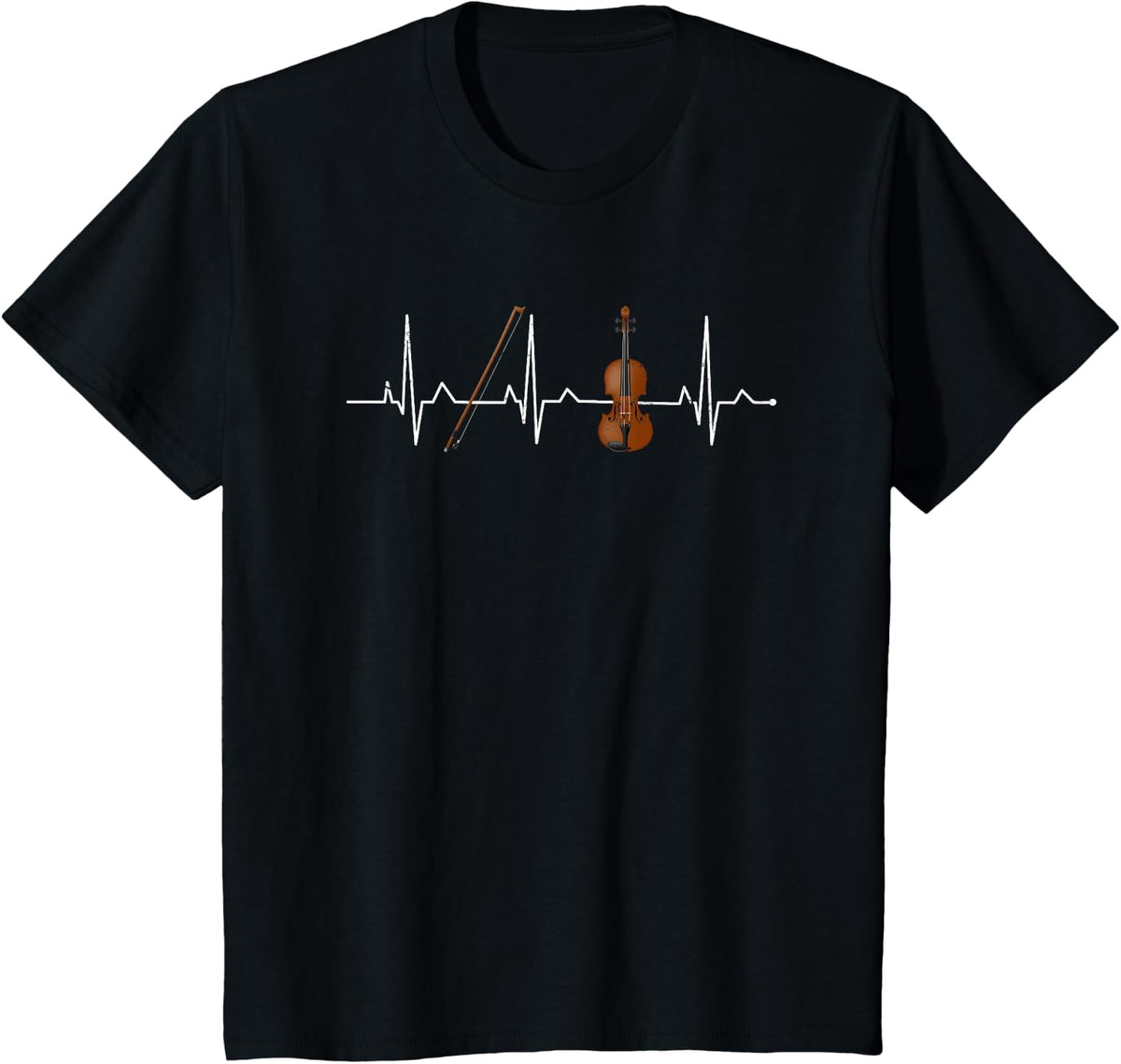 Violin Lover Gift Violin Heartbeat T-Shirt - Black