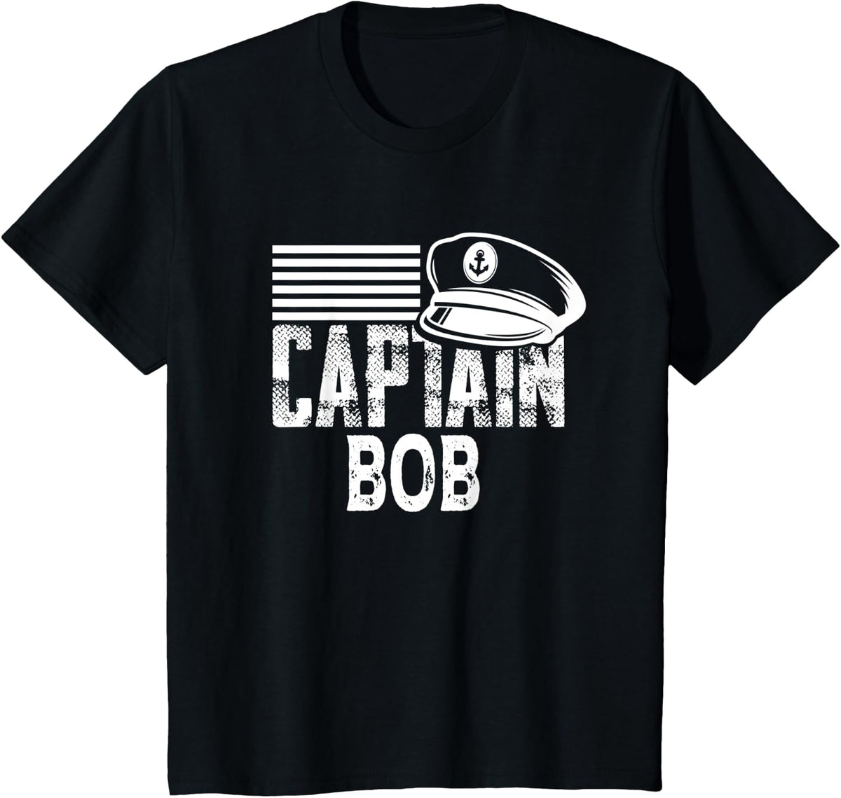 Vintage Captain Bob Personalized Boating Captain T-Shirt - Black