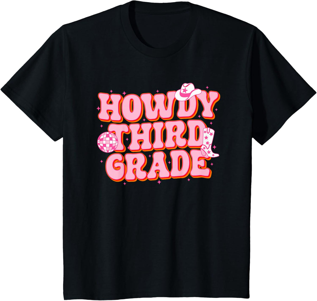 Howdy Third Grade Cowgirl Teacher 3rd Grade Back To School T-Shirt - Black