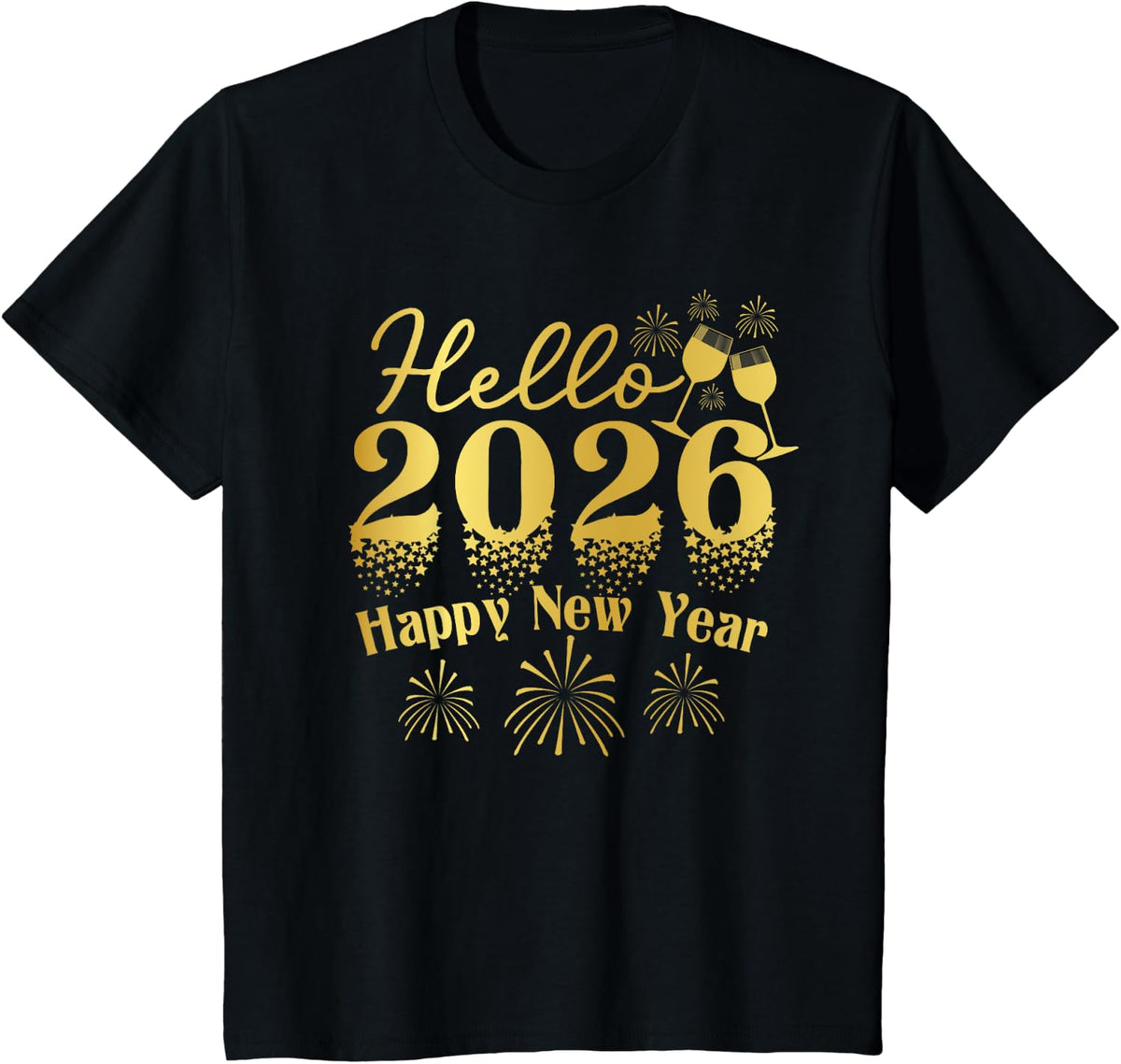 Hello 2026 Happy New Year 2026 New Year's Eve Party T-Shirt - Black