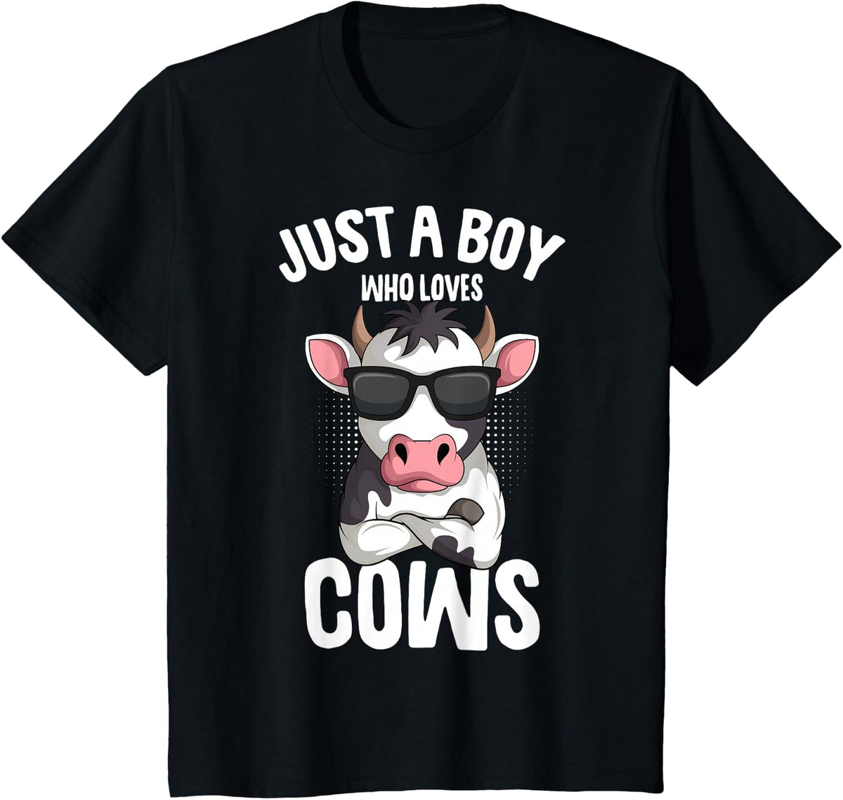 Just A Boy Who Loves Cows Farmer Kids Cow Toddler Boys T-Shirt - Black