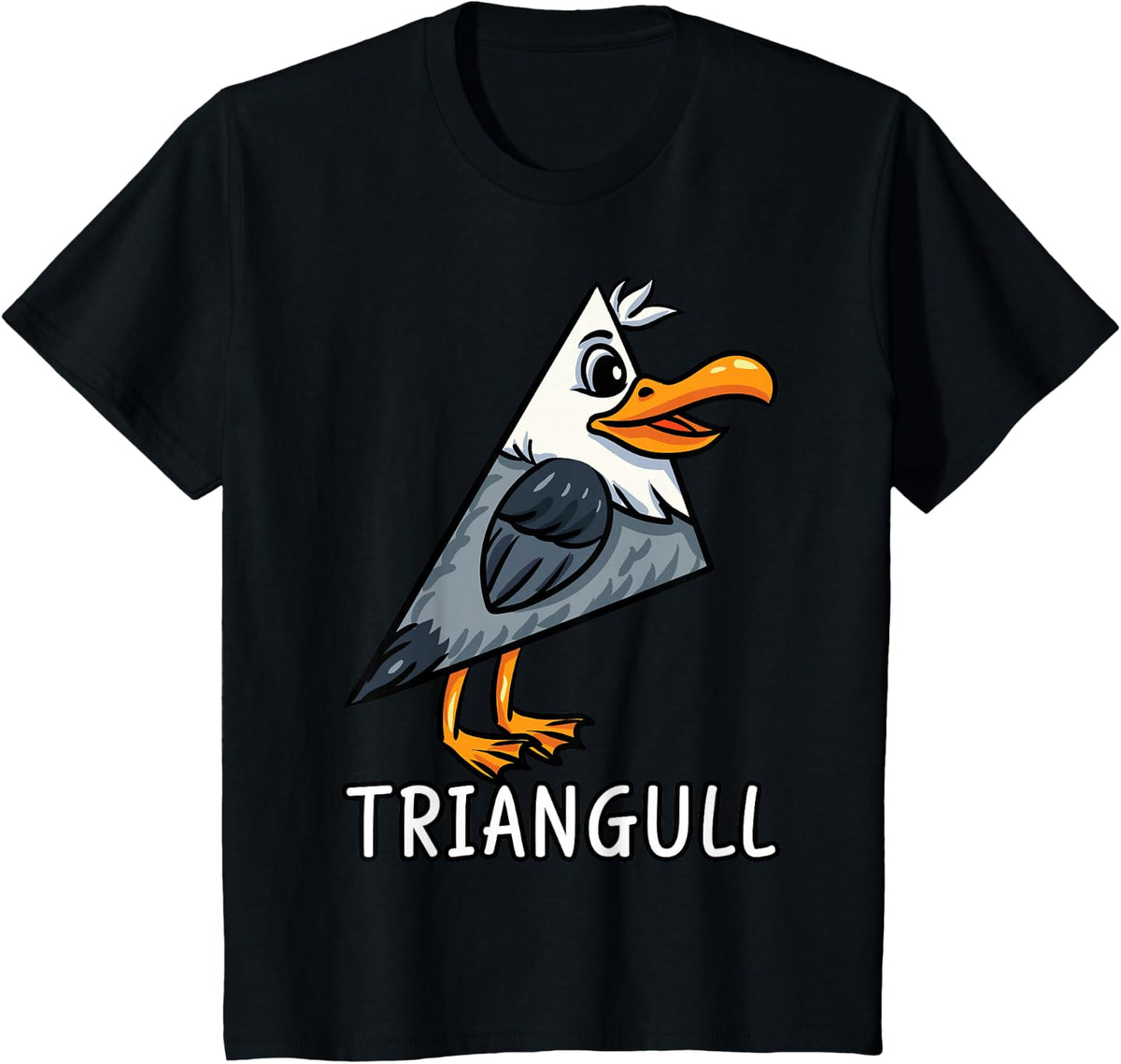 Funny Triangle Seagull Triangull Bird Pun Geometry Math Meme T-Shirt - Black
