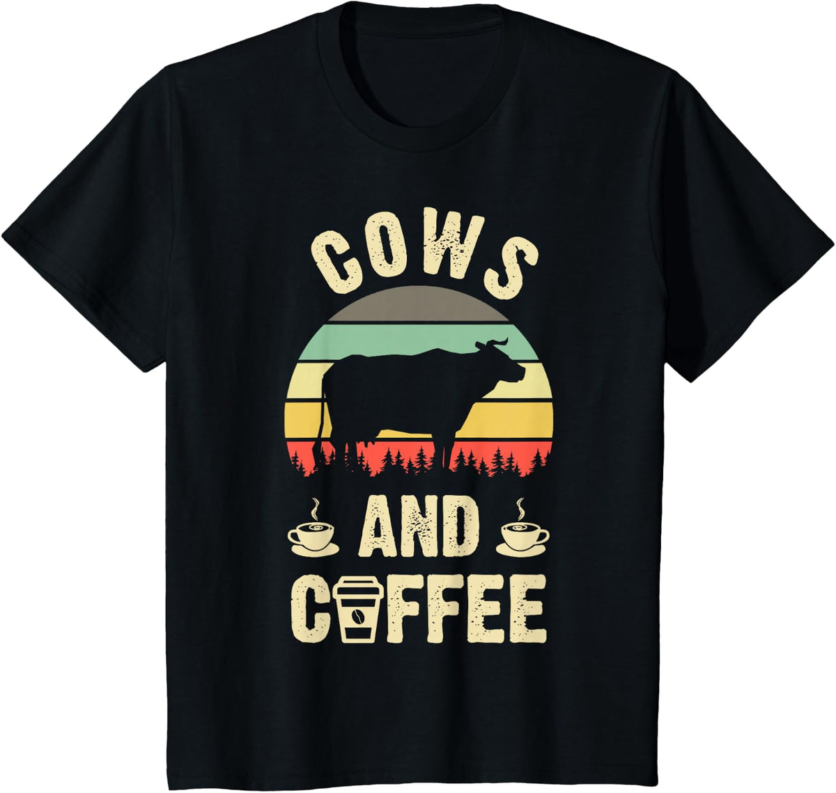 I like Cows & Coffee Funny vintage Pet theme lover gift T-Shirt - Black
