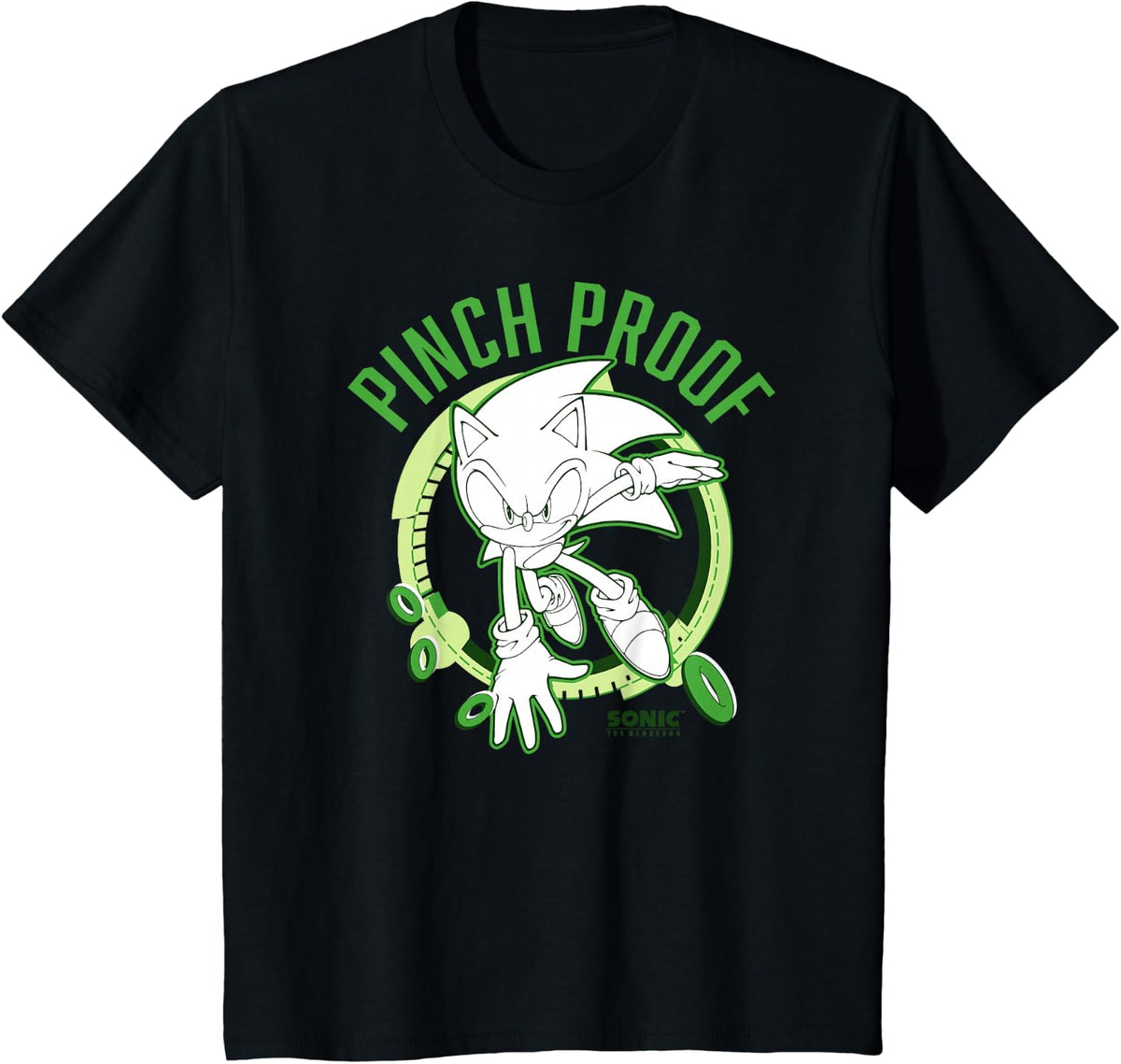 Sonic The Hedgehog St. Patrick's Day Pinch Proof Outline T-Shirt - Black