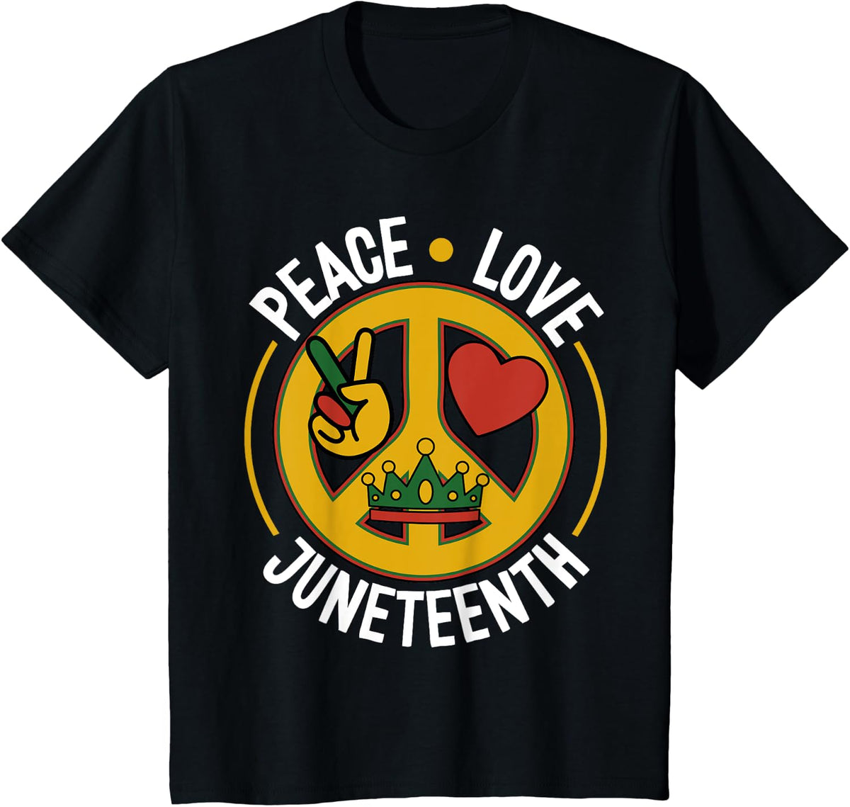 Peace Love Juneteenth Hippie Melanin Pride African American T-Shirt - Black