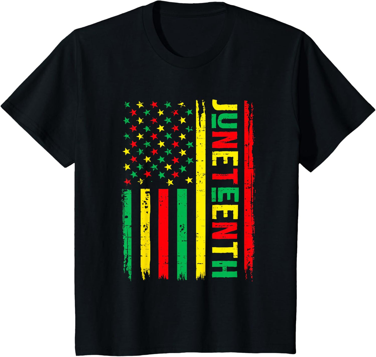 Mens Juneteenth 1865 American Flag Freedom African June 19th T-Shirt - Black