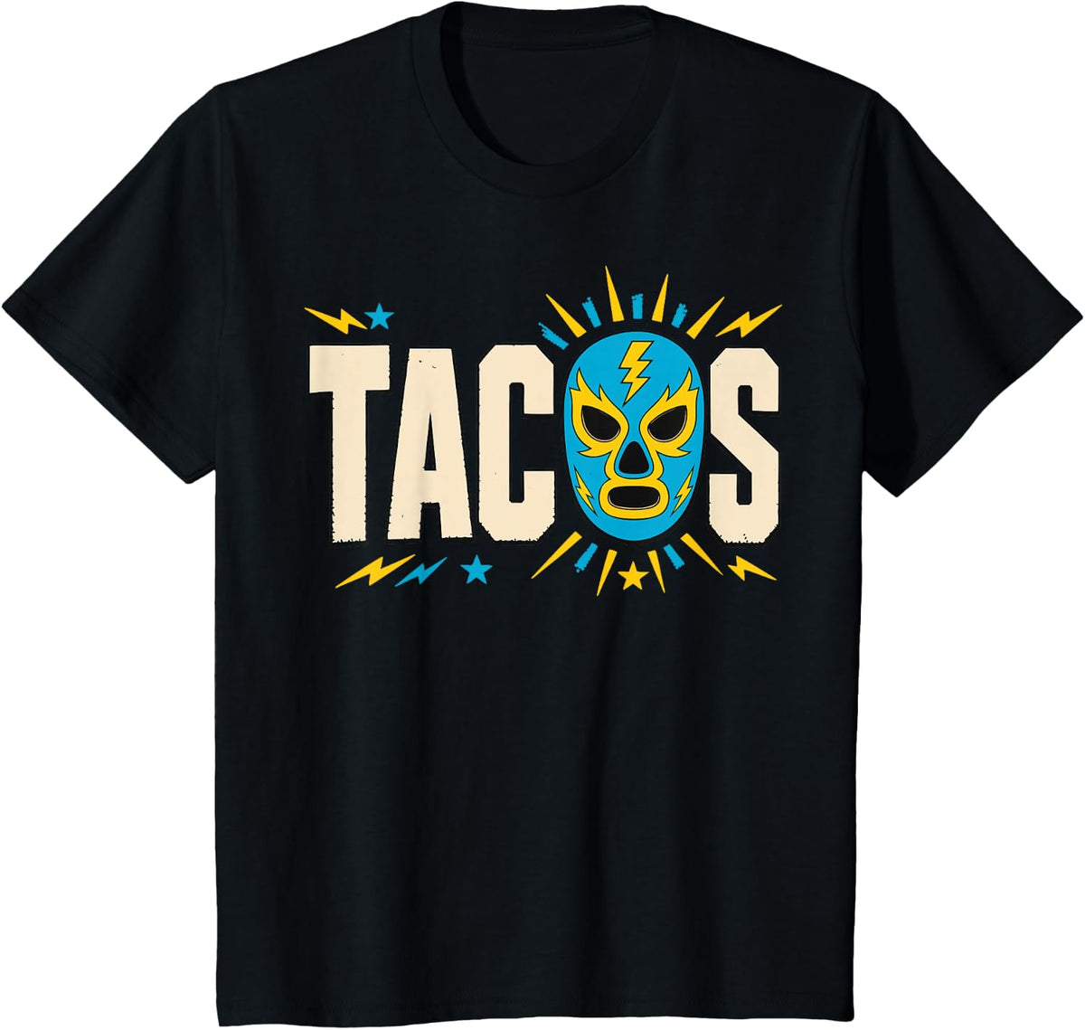 Lucha Libre Mexican Wrestler Tacos Mask Wrestling T-Shirt - Black