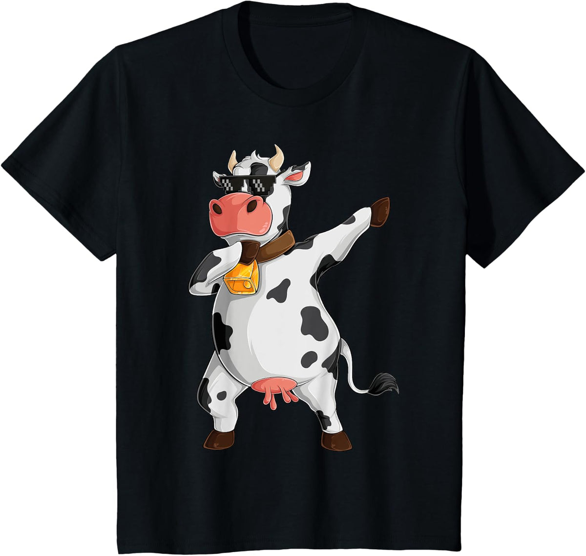 Funny Dabbing Cow Lover Farming Cow Girl Women Boy Men Kids T-Shirt Small - Black