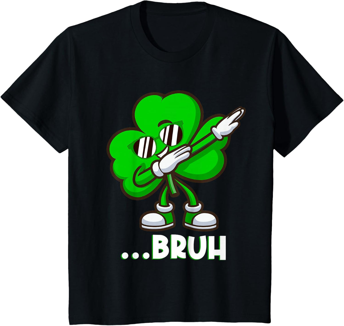 Bruh Dabbing Shamrock - Funny St Patricks Day Teens Boys T-Shirt - Black