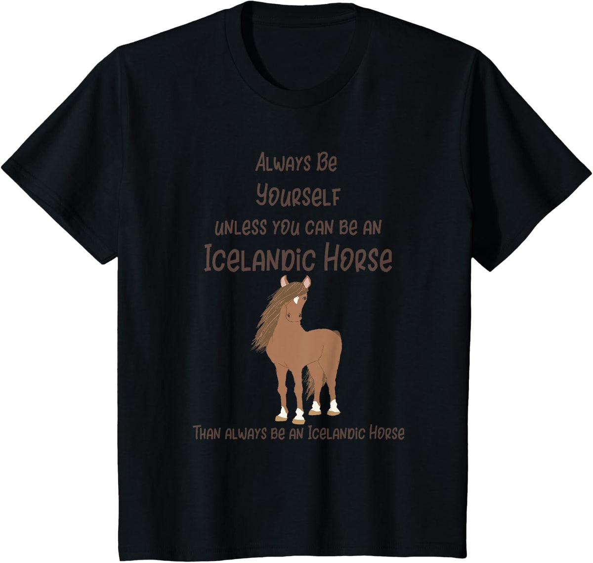 Icelandic Horse Funny Saying Gift Girls Children T-Shirt Tee for Kids Horse Lovers - Black