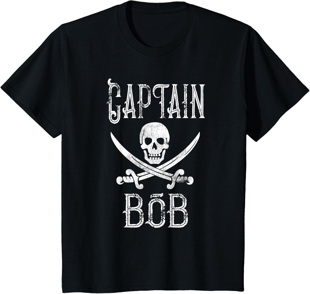 Fun Captain Bob Personalized Family Cruise Boat Lovers T-Shirt - Black