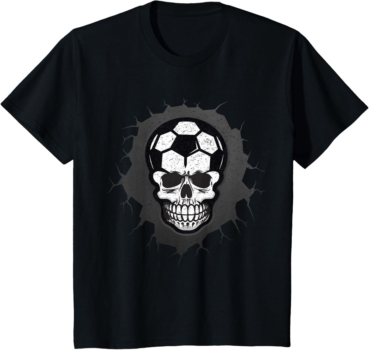 Soccer Skull Halloween, Skeleton Sporty Athlete T-Shirt - Black