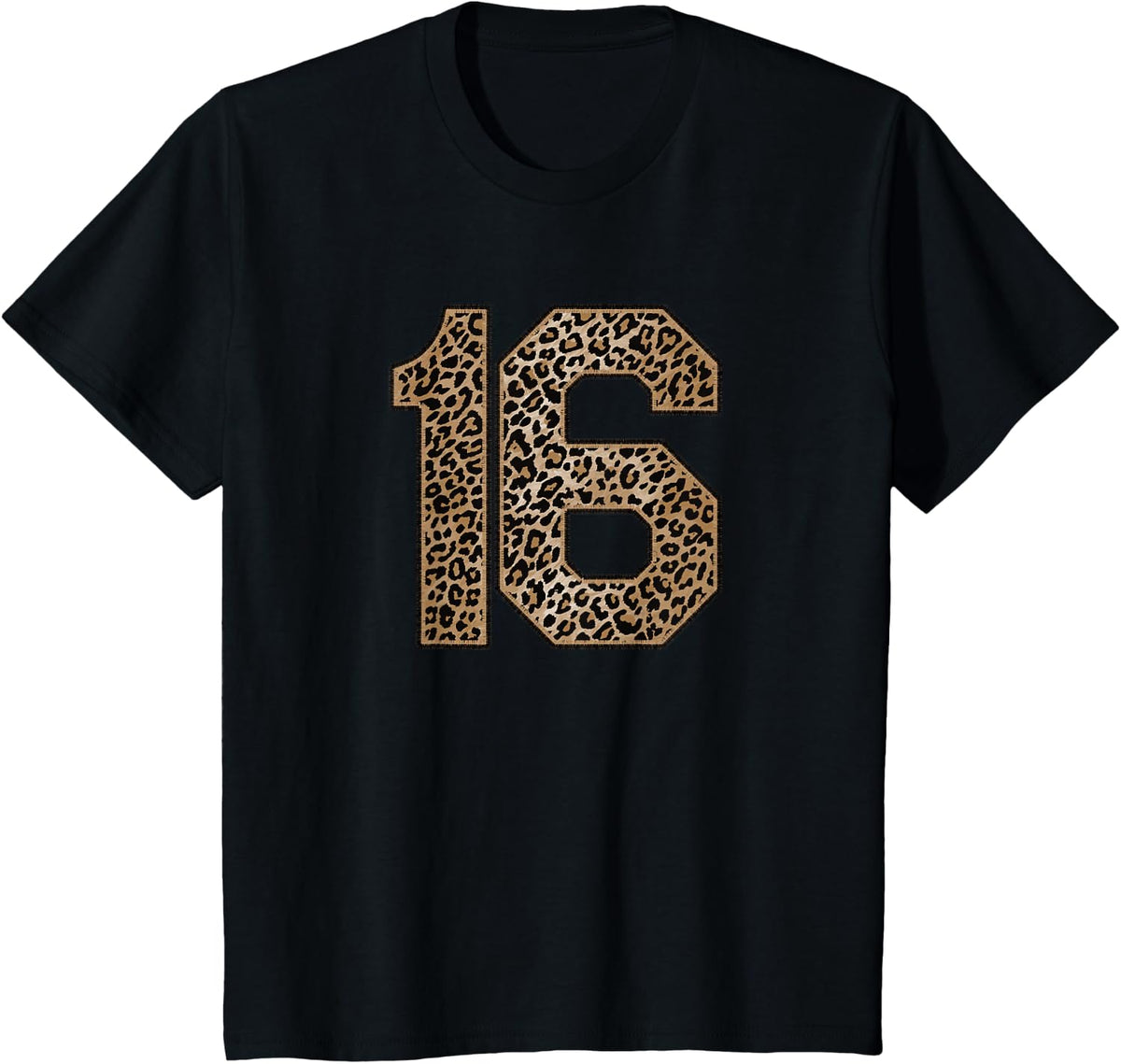 Leopard Number 16 Athlete Sports Jersey Supporter Fanwear T-Shirt - Black