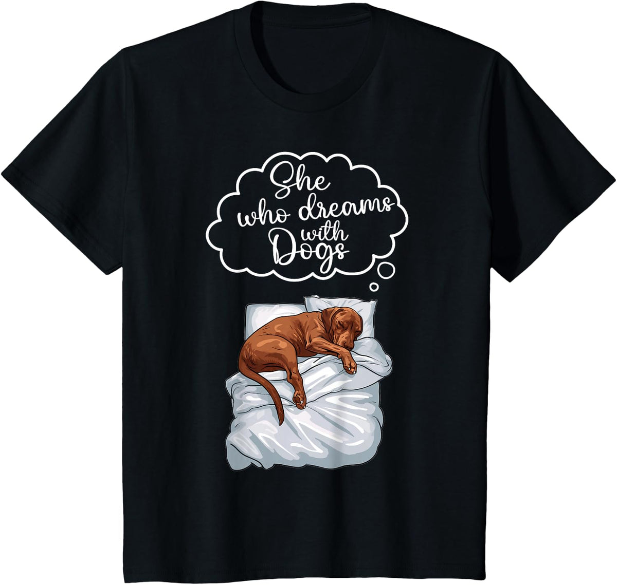 Vizsla Dog Nightgown Pajama T-Shirt - Black