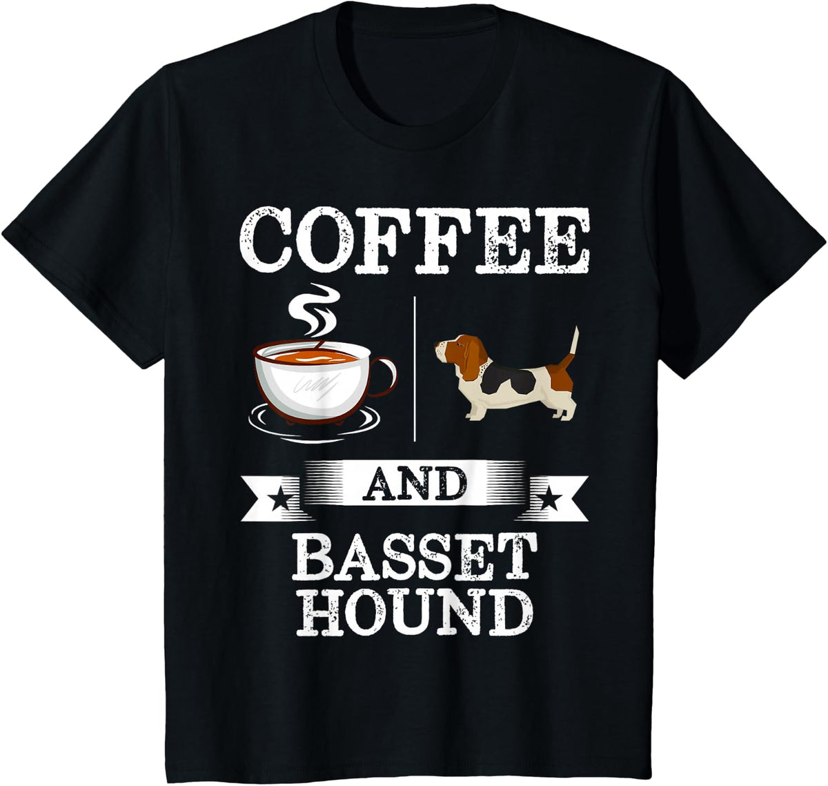 Basset Hound Shirt Coffee And Basset Hound Cute Dog Gift T-Shirt - Black