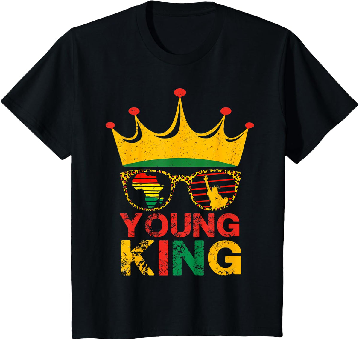 Young King Crown African American Kids Boys 1865 Juneteenth T-Shirt - Black