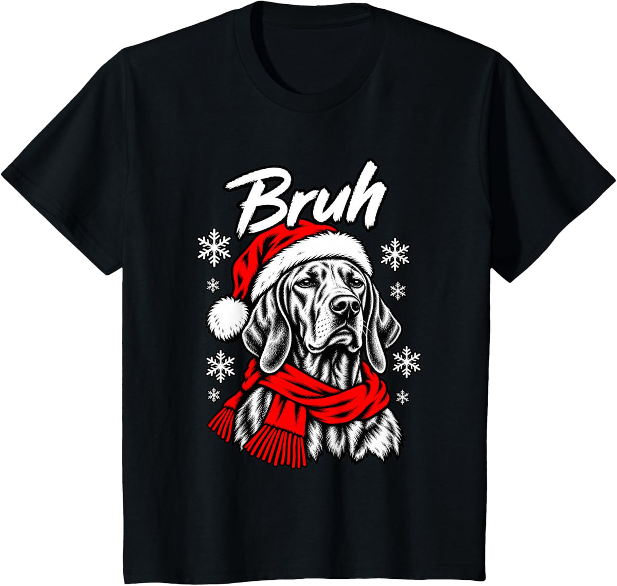 Bruh Unimpressed Vizsla Christmas Dog Tee T-Shirt - Black