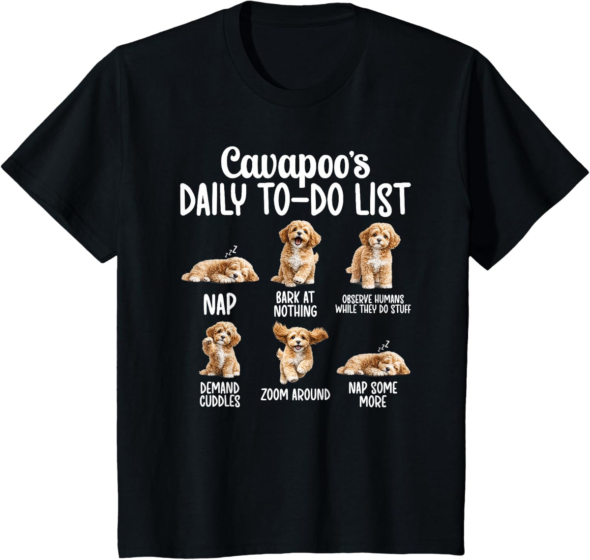Cavapoo's to-Do List Tees Cavapoo Owner T-Shirts Cavapoo Lover Dog Mom Dad Gift - Black