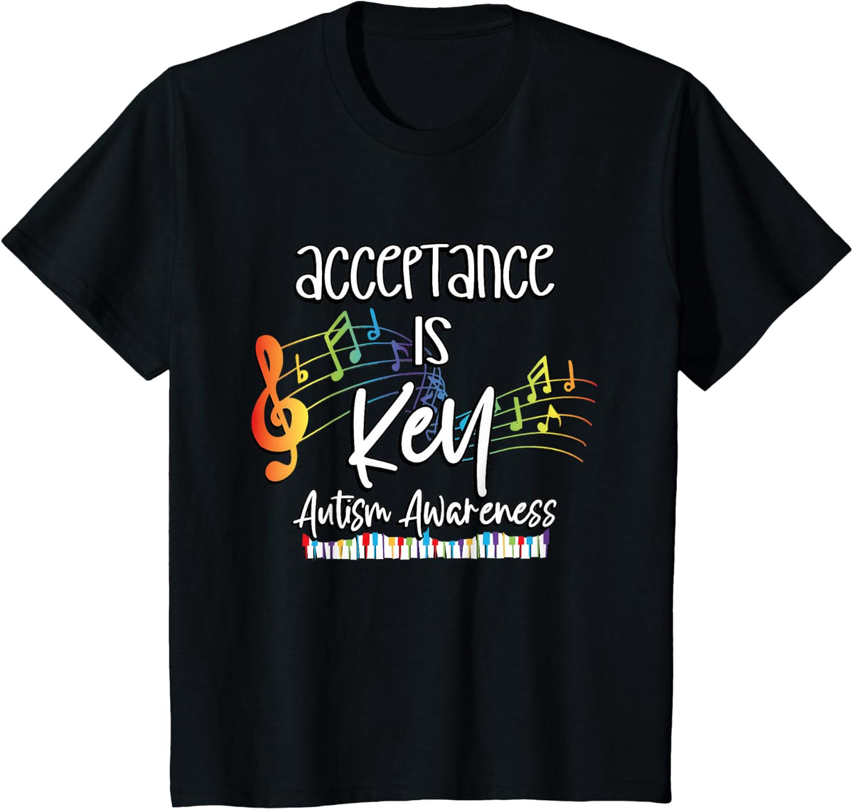 Acceptance is Key Autism Awareness Month Teachers Parents T-Shirt - Black
