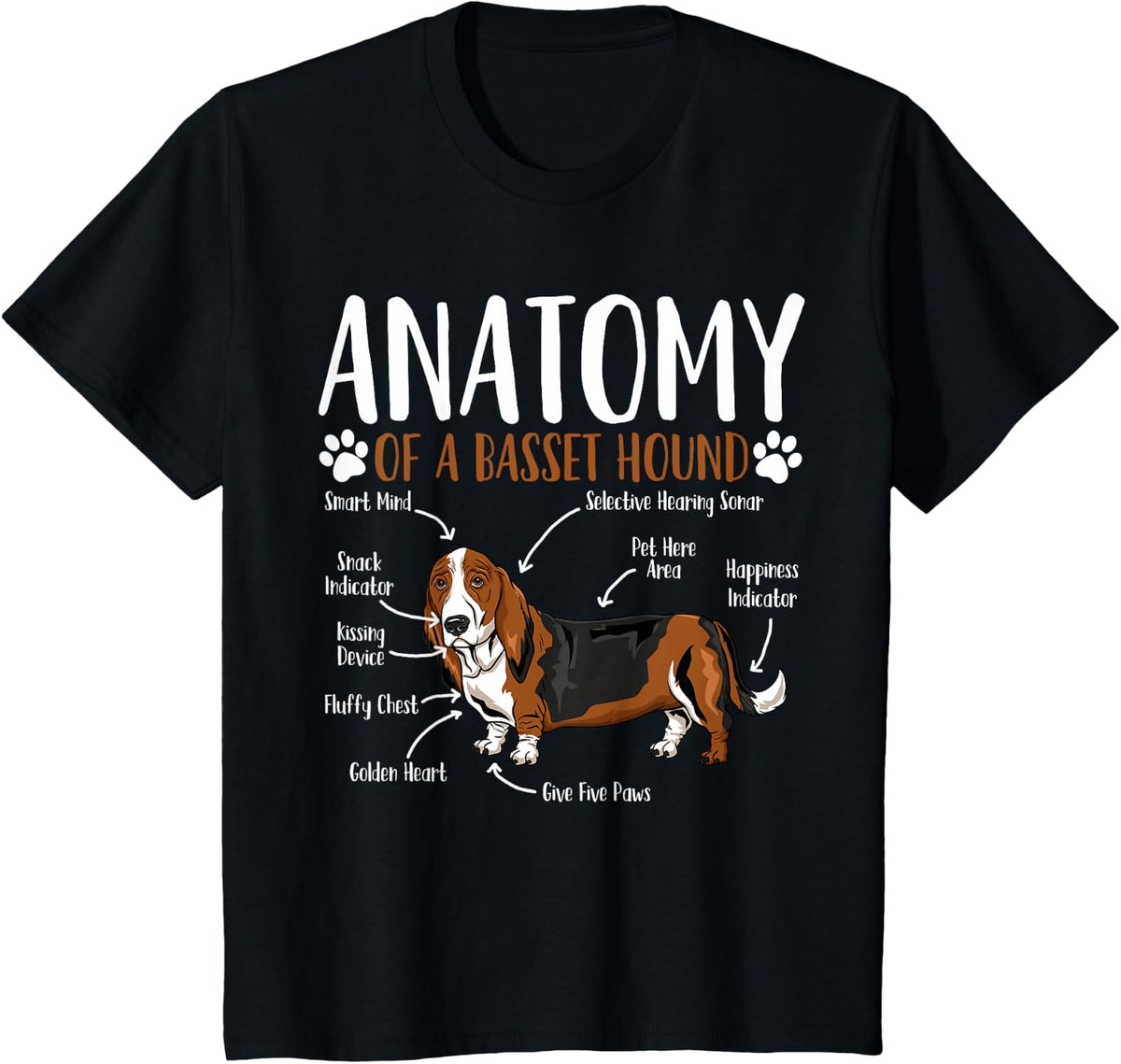 Basset Hound Dog Anatomy T-Shirt - Black