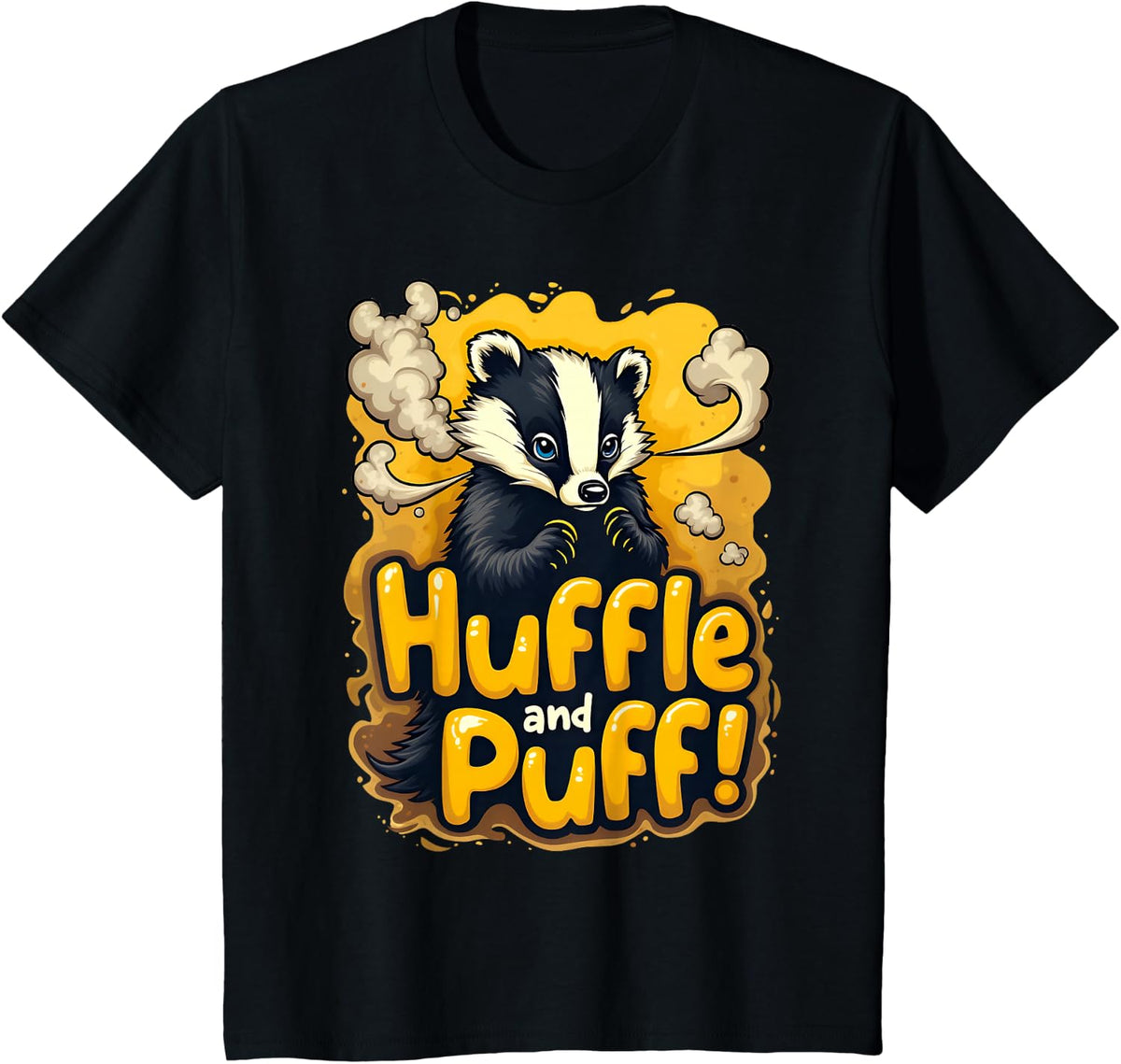 Everyday I'm Hufflin' Huffle and Puff Honey Badger Animal T-Shirt - Black