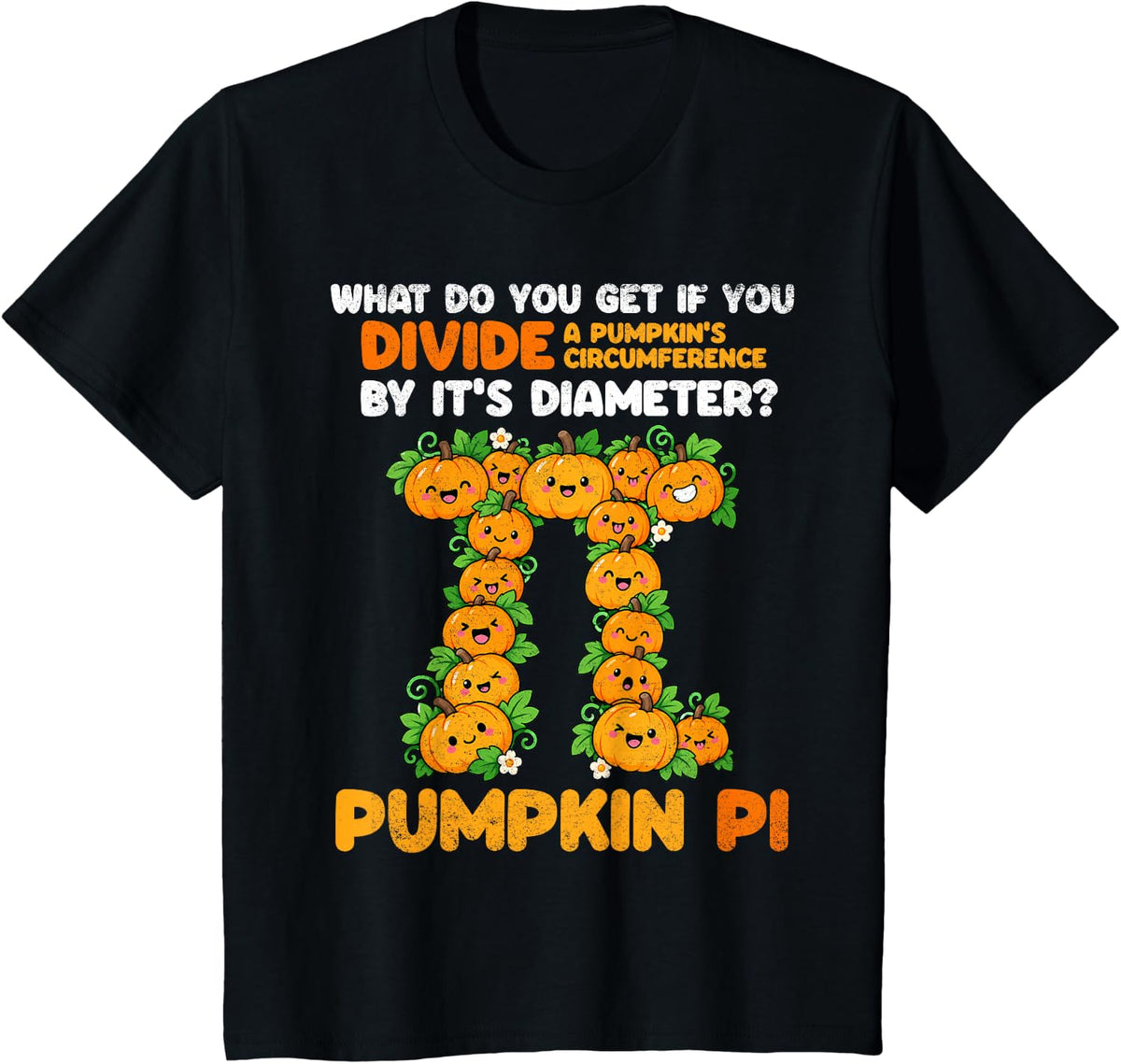 Funny Pumpkin Pi Math Teacher Halloween Thanksgiving Day T-Shirt - Black
