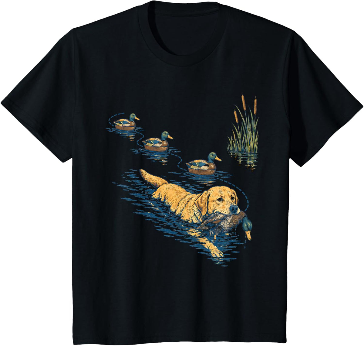 Golden Retriever Duck Hunting Dog Water Retriever T-Shirt - Black