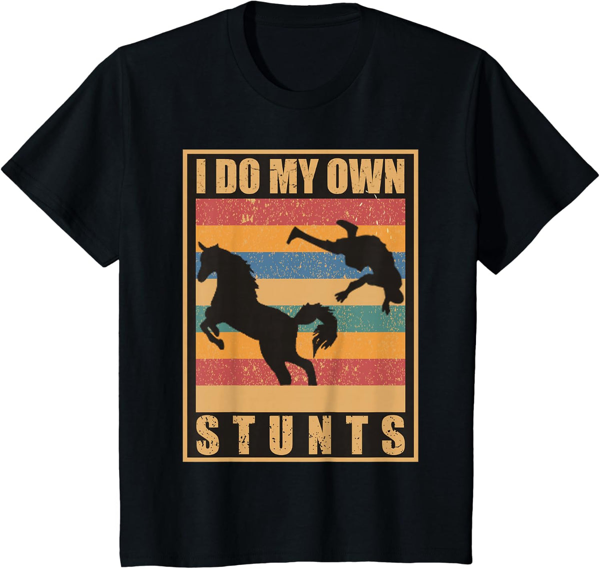 I Do My Own Stunts Horse Lover Funny Get Well Soon Gift T-Shirt - Black
