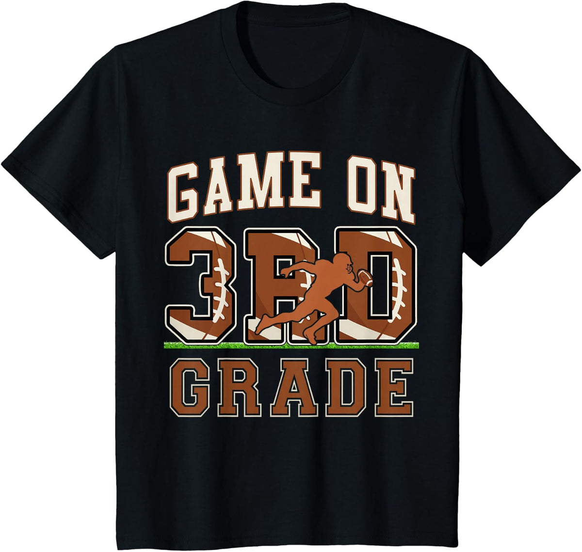 First Day of 3rd Grade Shirt Boys Football Game On Third Grade Tee T-Shirt - Black
