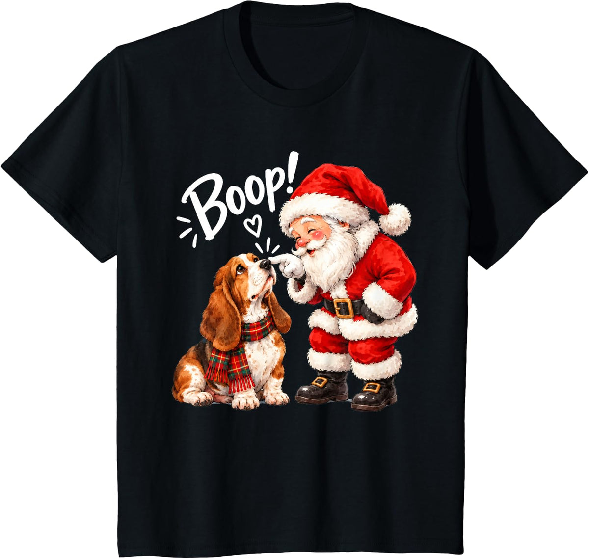 Santa Boop Basset Hound Christmas Dog Lover Holiday Xmas T-Shirt - Black