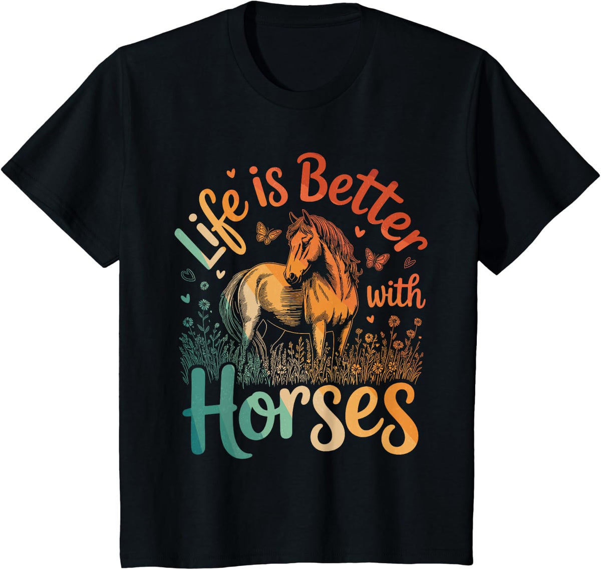 Cool Horse Lover Art for Men Women Kids Horse Riding Horse T-Shirt - Black