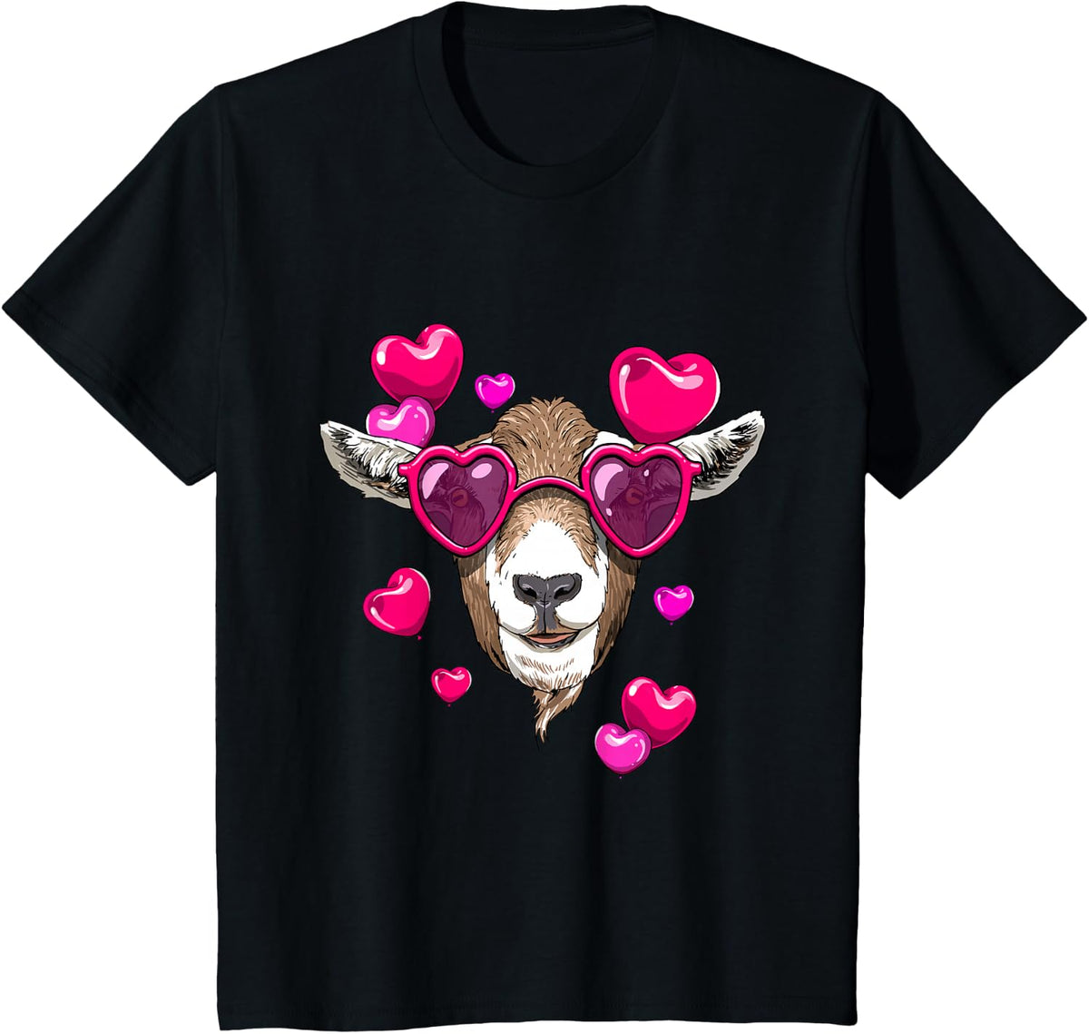 Valentines Goat Shirt Farm Animal Face Goat Lover Farmer T-Shirt - Black