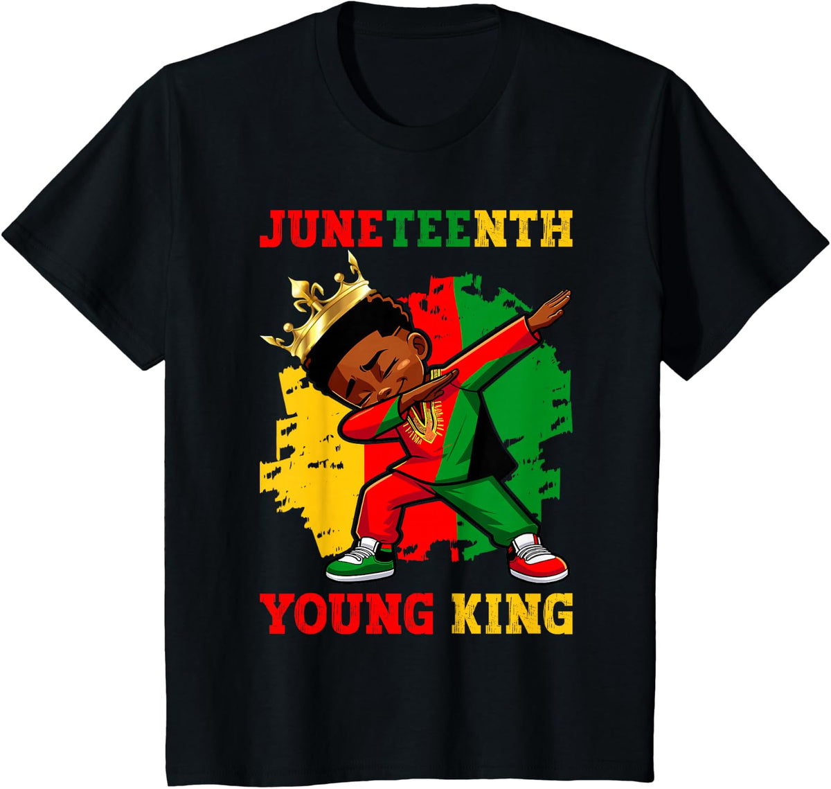 Young King African American 1865 Boys Juneteenth King Pride T-Shirt - Black