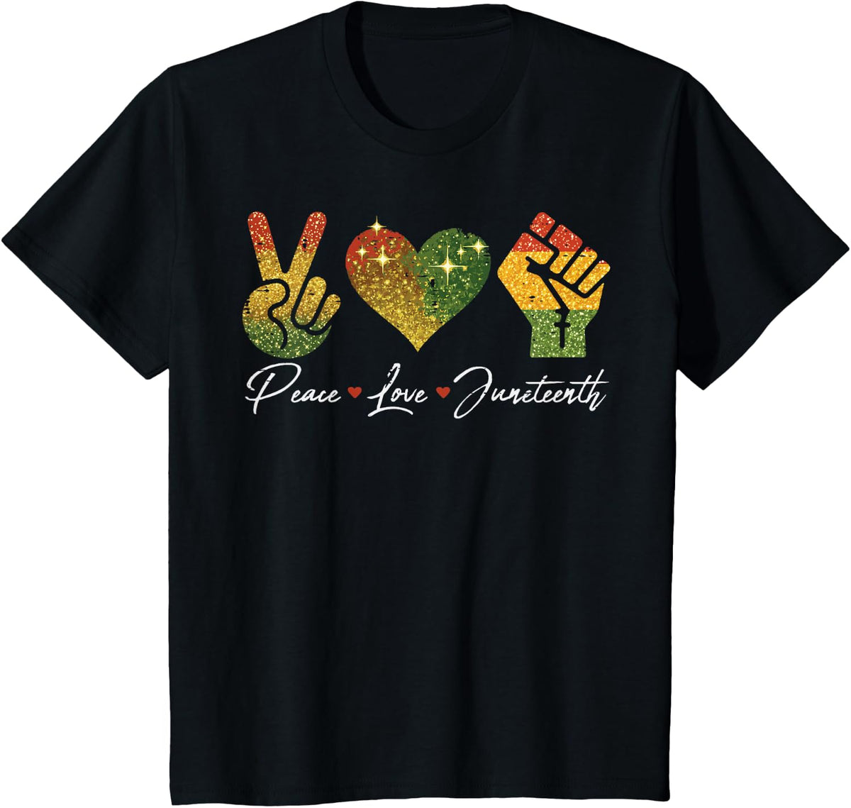 Peave Love Juneteenth Black African June 19th Men Women Kids T-Shirt - Black