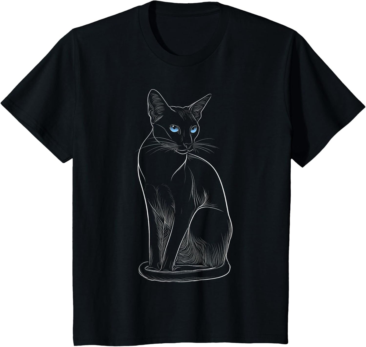 Blue Eyes Design Siamese Cat Lover T-Shirt - Black