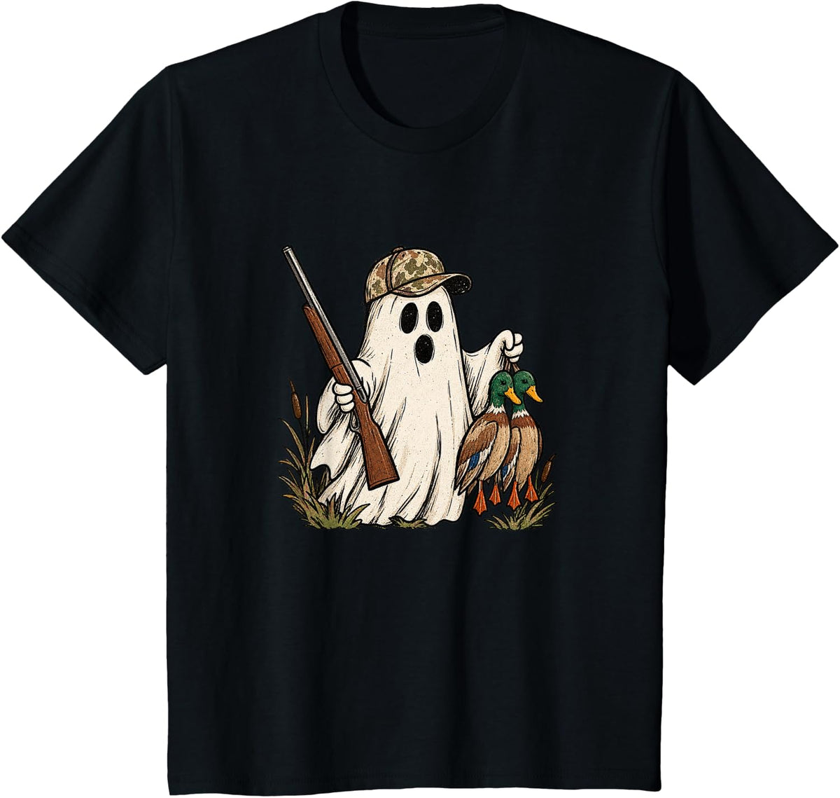 Camouflage Duck Hunting Ghost T-Shirt - Black