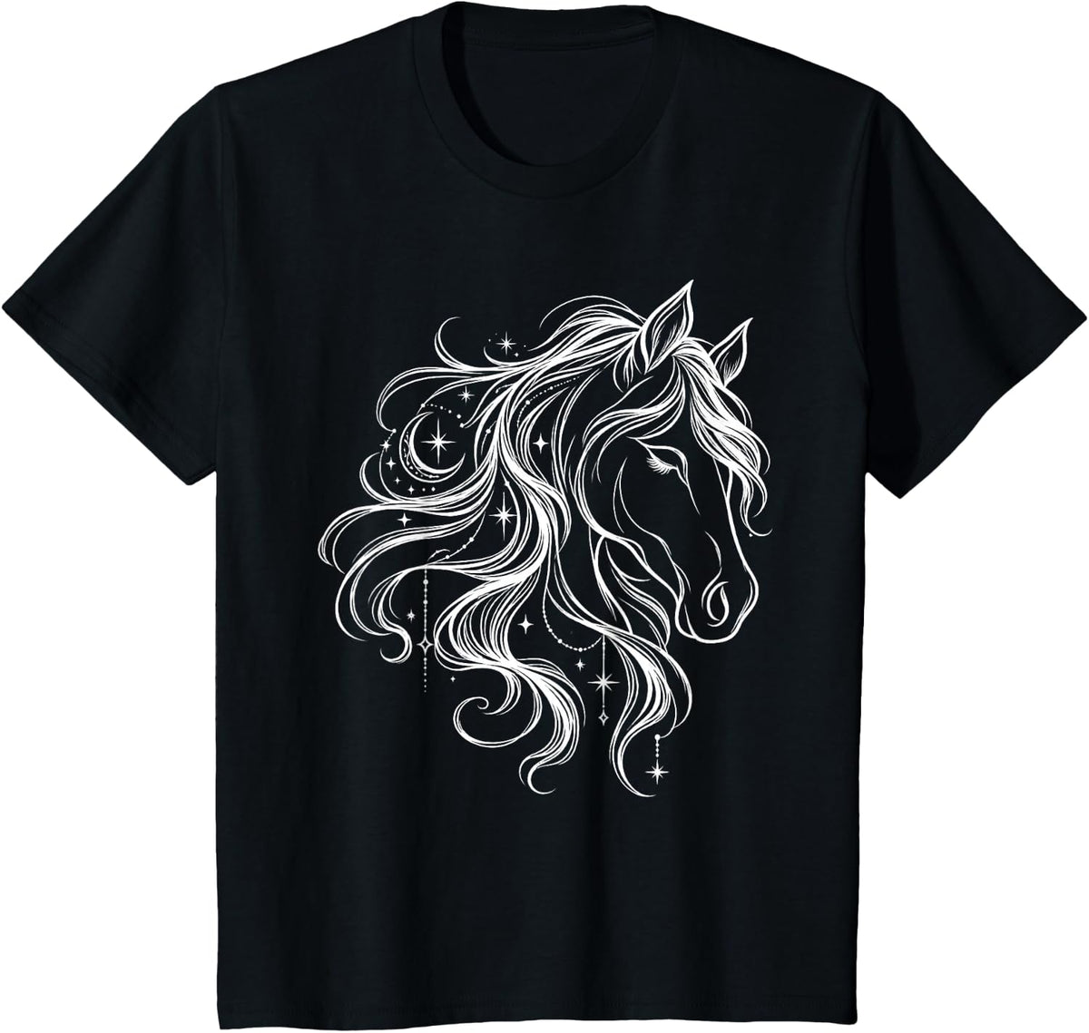 Horse Lover Line Art Equestrian Minimalist T-Shirt - Black