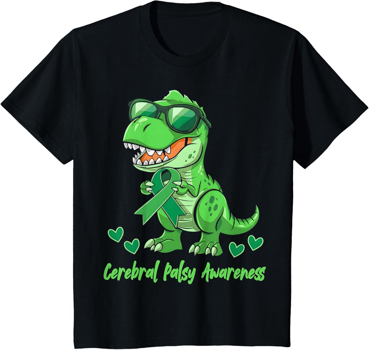 T-Rex Dinosaur Cerebral Palsy Awareness Day Dino Toddlers T-Shirt - Black
