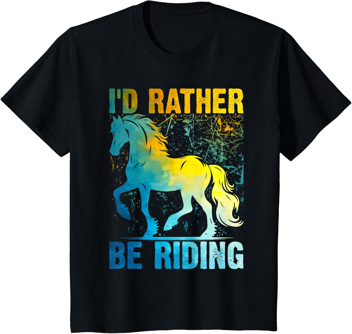 I'd Rather Be Riding Horse Back Girl Women Funny Equestrian T-Shirt - Black