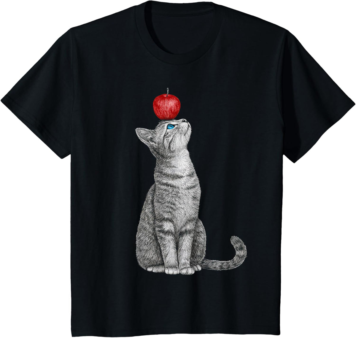 Cat Mom Kawaii Graphic Blue Eyes T-Shirt - Black