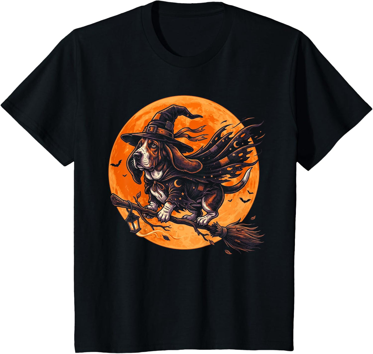 Basset Hound Halloween Dog Lover Spooky Witch T-Shirt - Black