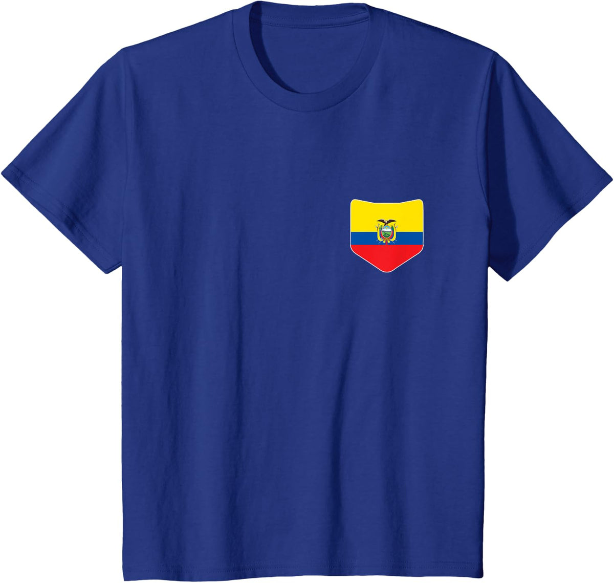 Ecuador Flag with Printed Ecuadorean Flag Pocket T-Shirt - Royal Blue
