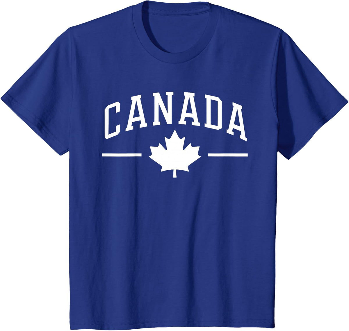 Maple Leaf Canada Athletic Team Sports Flag Varsity Style Tees T Shirts - Royal Blue