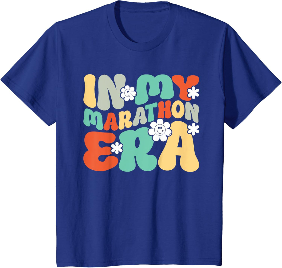 In My Marathon Era Marathoner Runner Groovy Running T-Shirt - Royal Blue