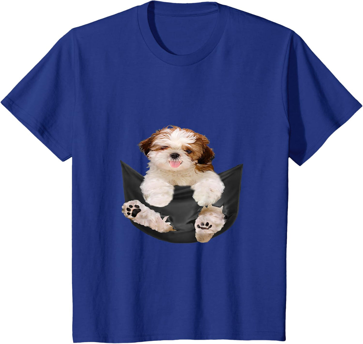 Dog Lovers Gifts Shih Tzu In Pocket Funny Dog Face T-Shirt - Royal Blue