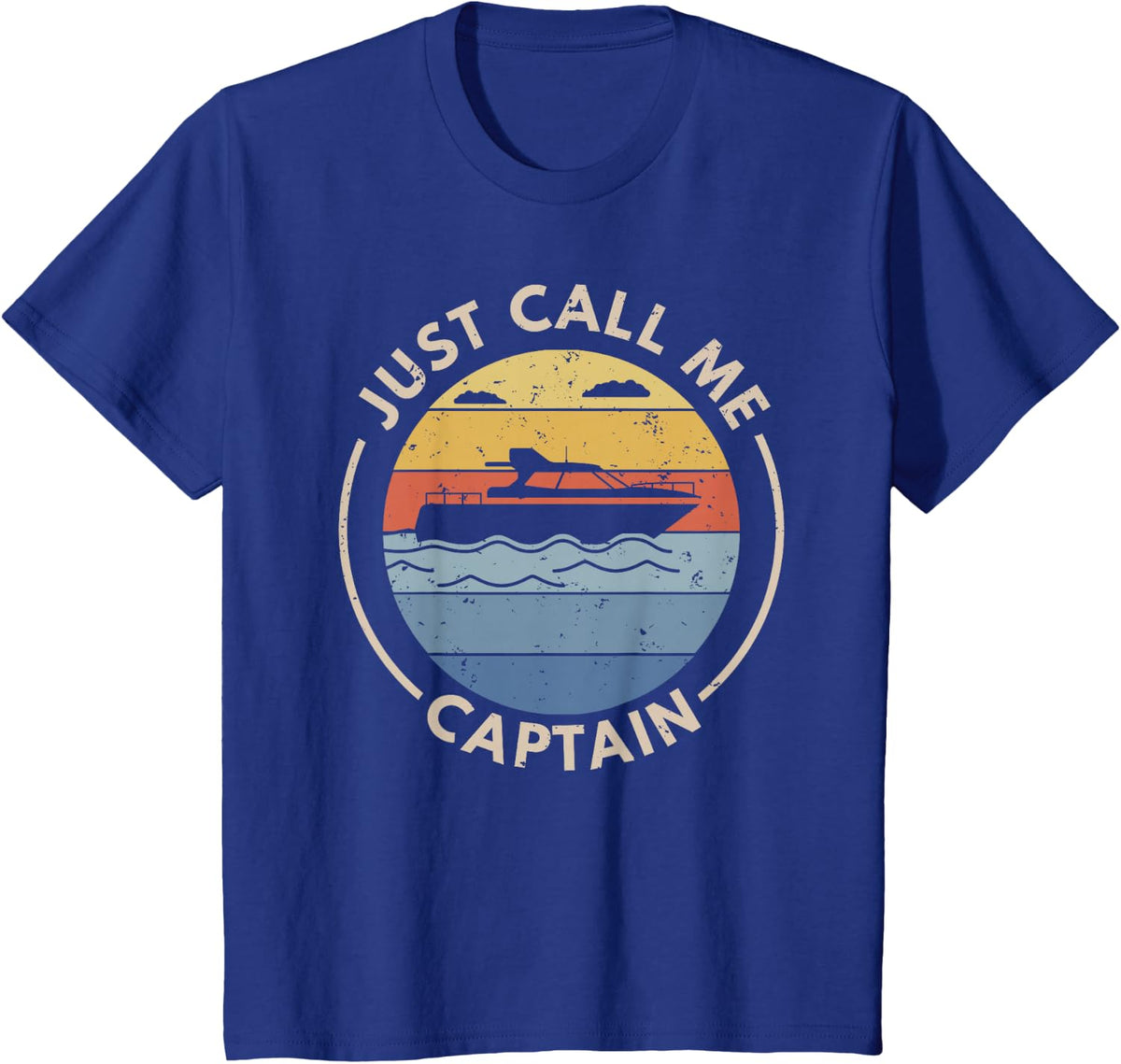 Retro Vintage Boat Just Call Me Captain T-Shirt - Royal Blue