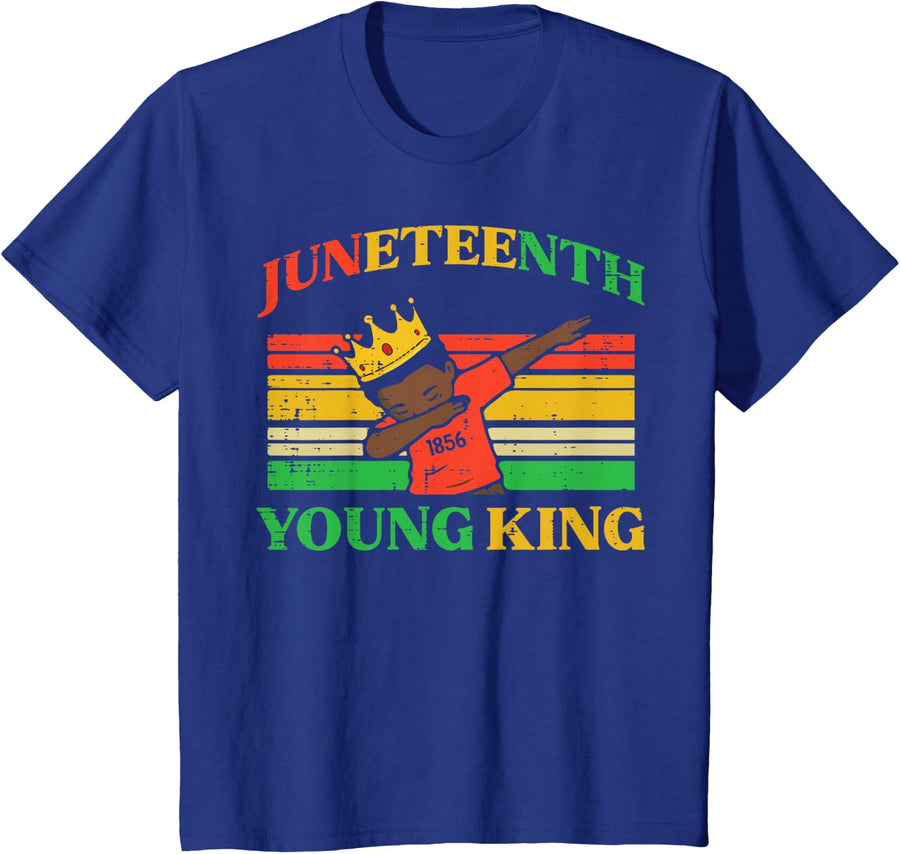 Juneteenth Young King T-Shirt Black African June 19th Tee Boys Men Kids Gift - Royal Blue